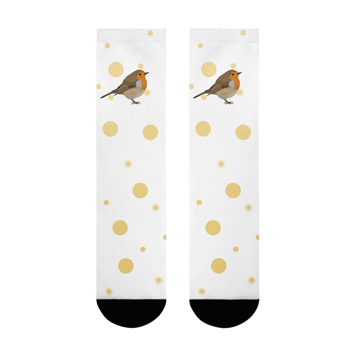 Rotkehlchen Vogel Socken mit Goldenen Punkten für Vogelfreunde & Vogelbeobachter Weiß – Accessories,