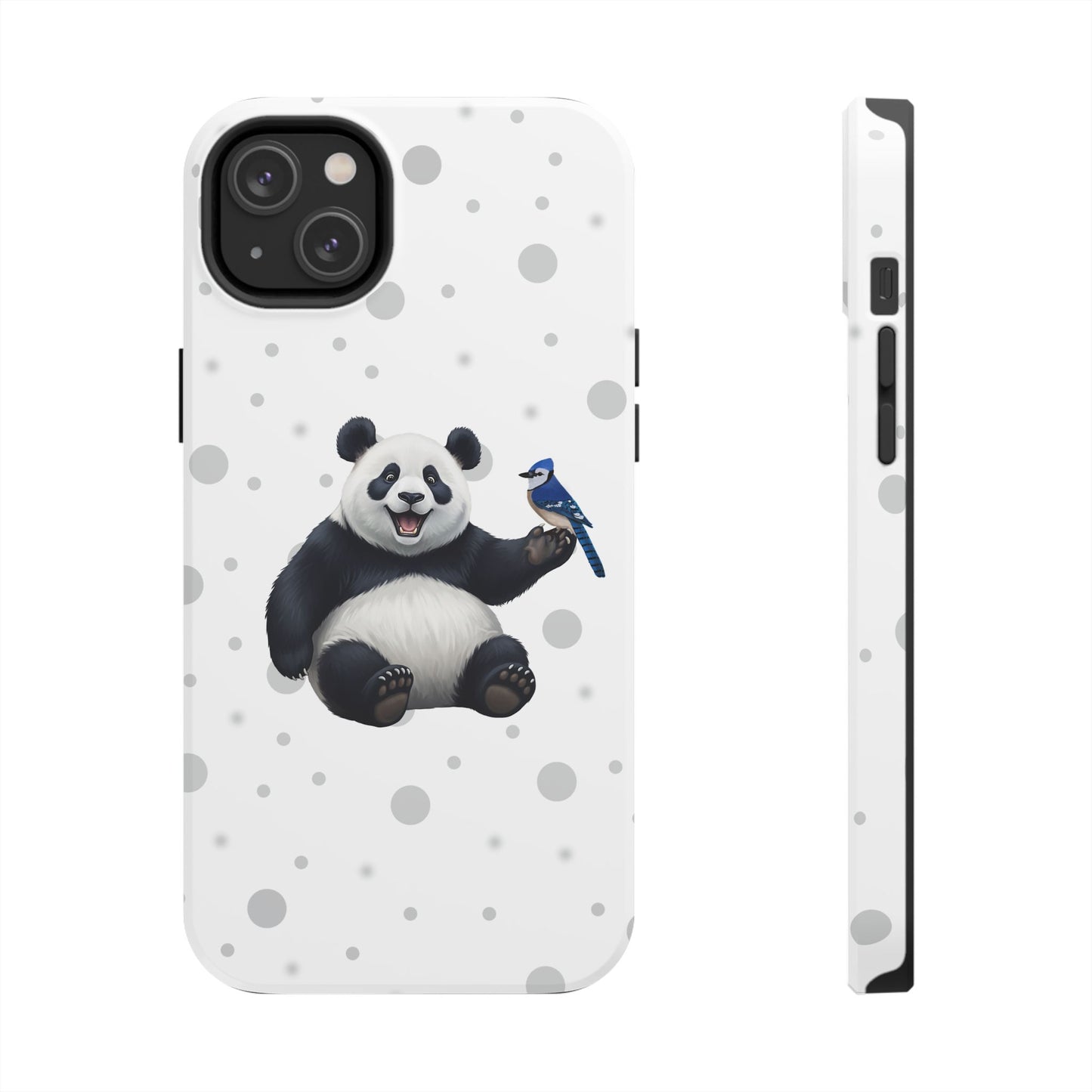 Cute Panda Bear with a Blue Jay Animal iPhone Case - Dual-Layer PC/TPU Protective Cover for iPhone