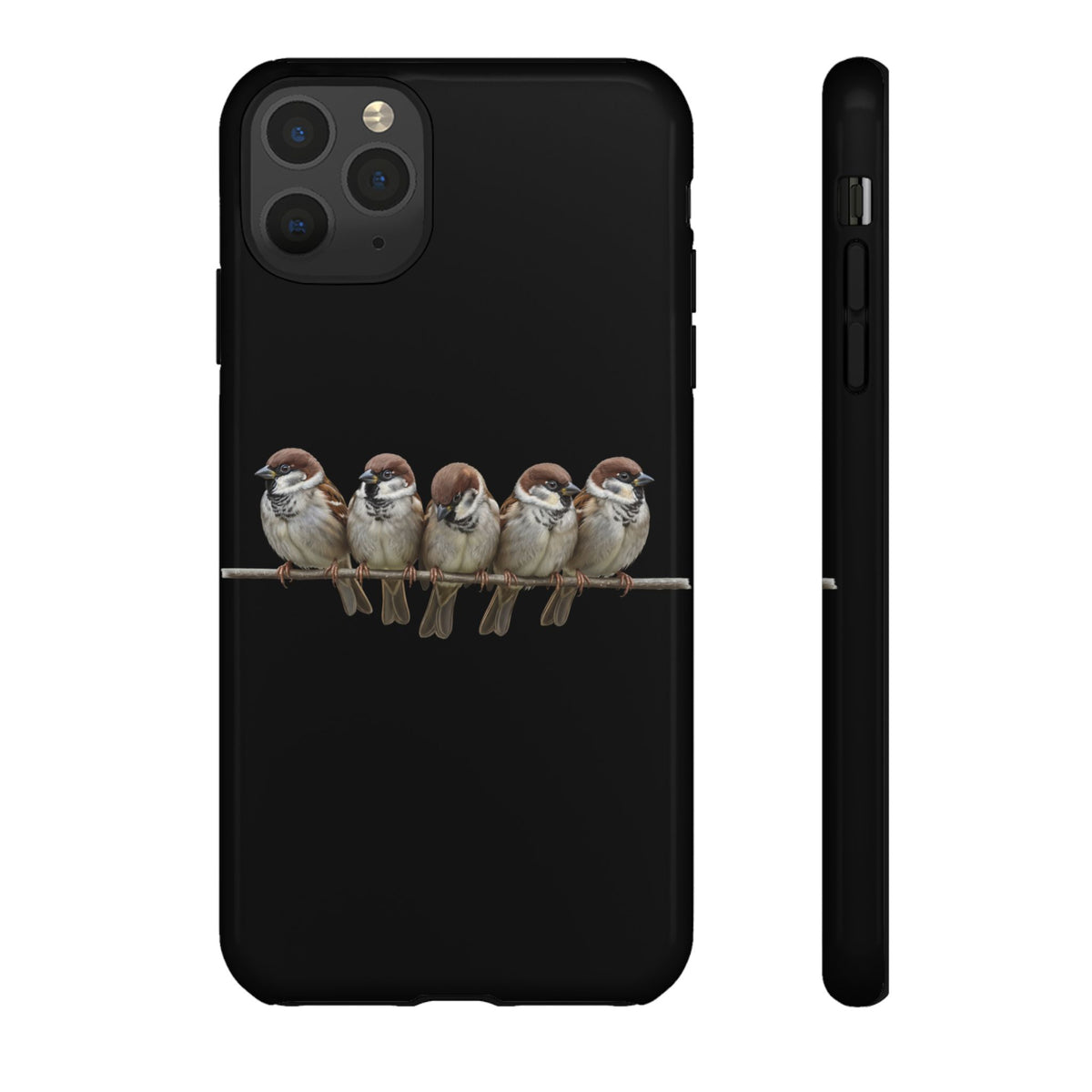 Codirosso su un ramo Cover premium per cellulare – Doppia protezione e stampa integrale, nera