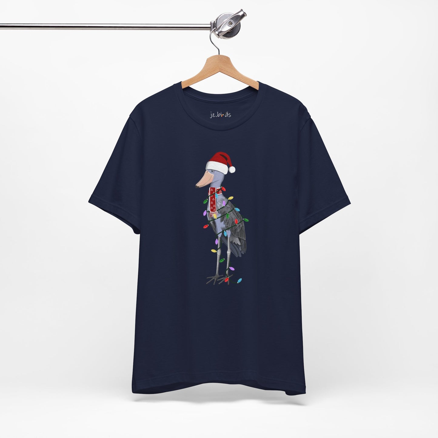 フェアリーライト付きハシビロコウのクリスマスバードTシャツ