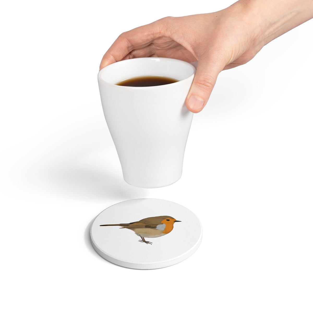 Rotkehlchen Keramik Untersetzer – bird design und ceramic coaster Stil