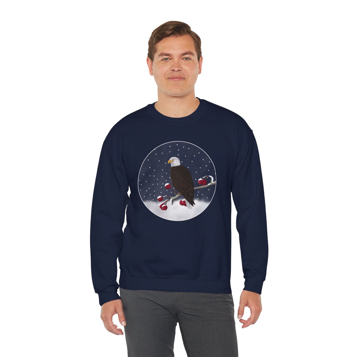 Bald Eagle on a Winter Branch Birdwatcher Christmas Bird Sweatshirt