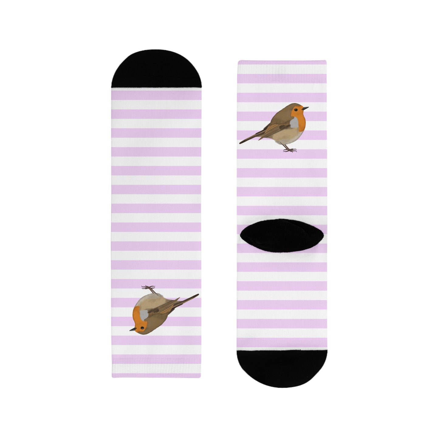 Rotkehlchen Vogel Socken mit Rosa Weißen Streifen für Vogelfreunde & Vogelbeobachter
