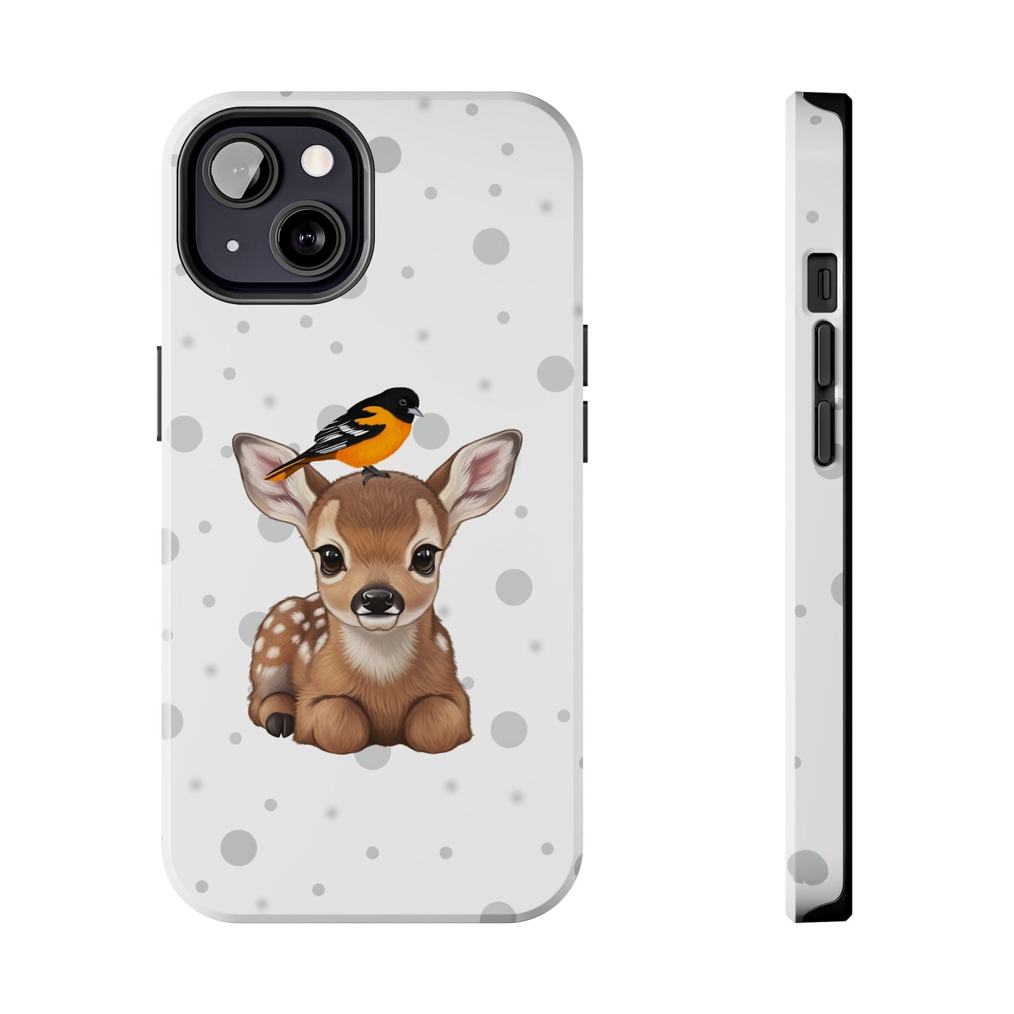 Cute Fawn with a Oriole Animal iPhone Case - Dual-Layer PC/TPU Protective Cover for iPhone