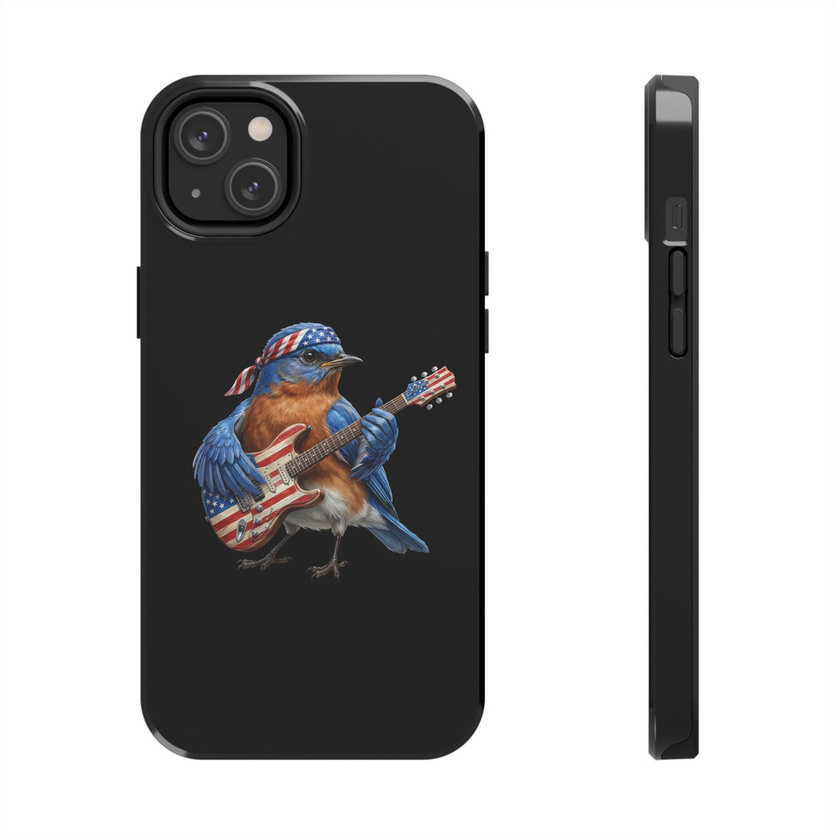 Bluebird with Guitar iPhone Case – Premium Tough Phone Cover Black