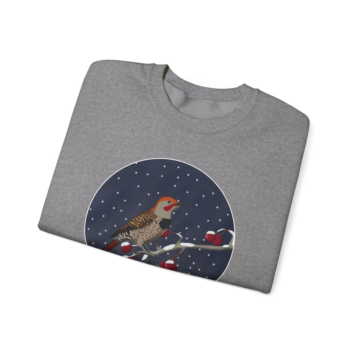 Northern Flicker on a Winter Branch Birdwatcher Christmas Bird Sweatshirt