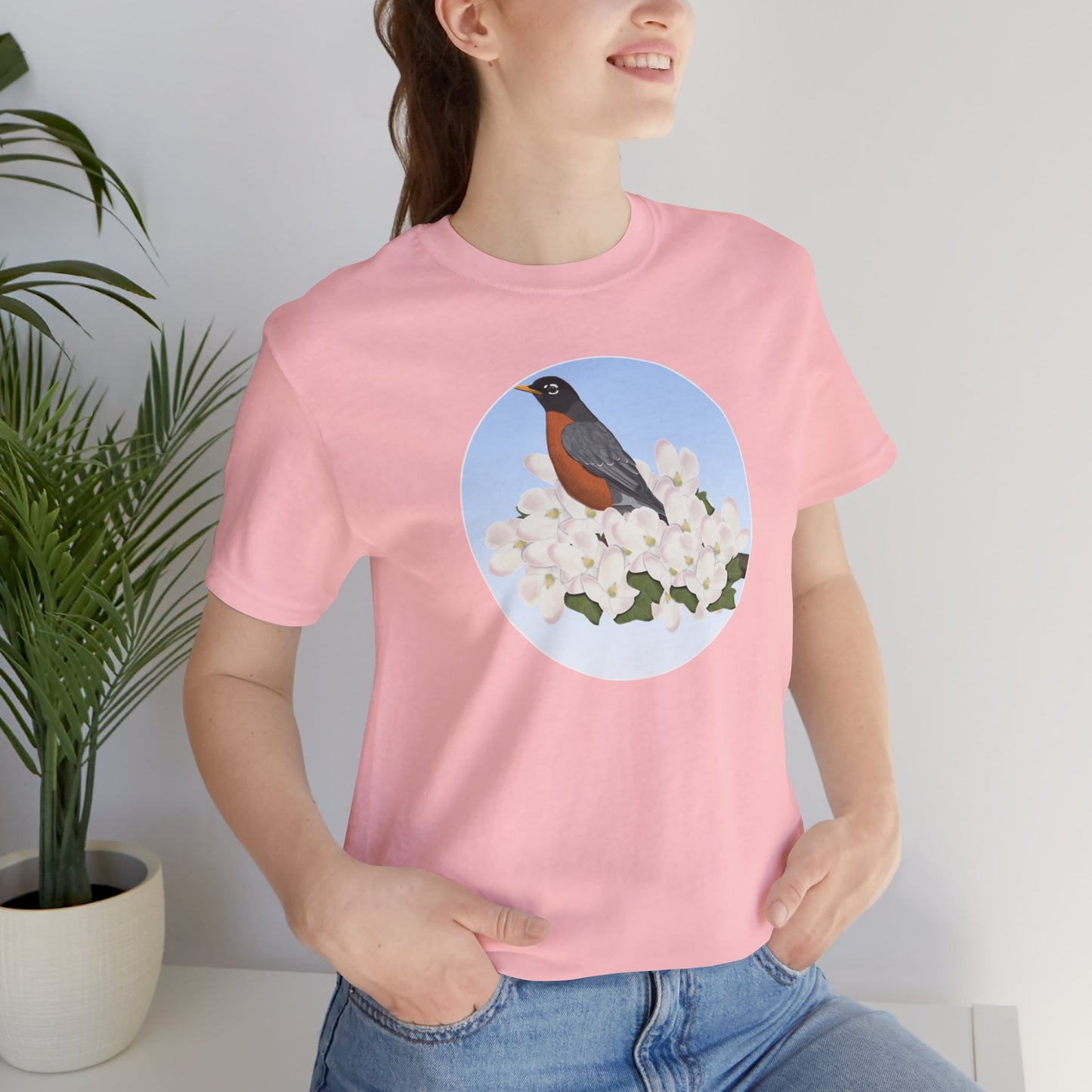 American Robin and Spring Apple Blossoms Bird T-Shirt