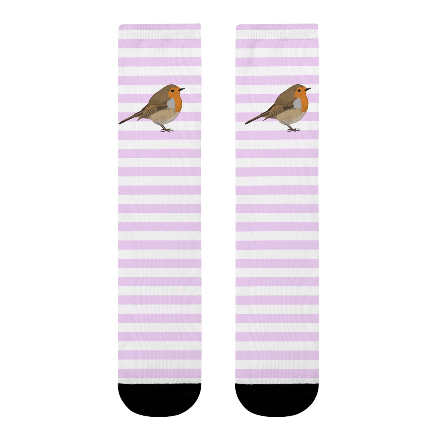 Rotkehlchen Vogel Socken mit Rosa Weißen Streifen für Vogelfreunde & Vogelbeobachter