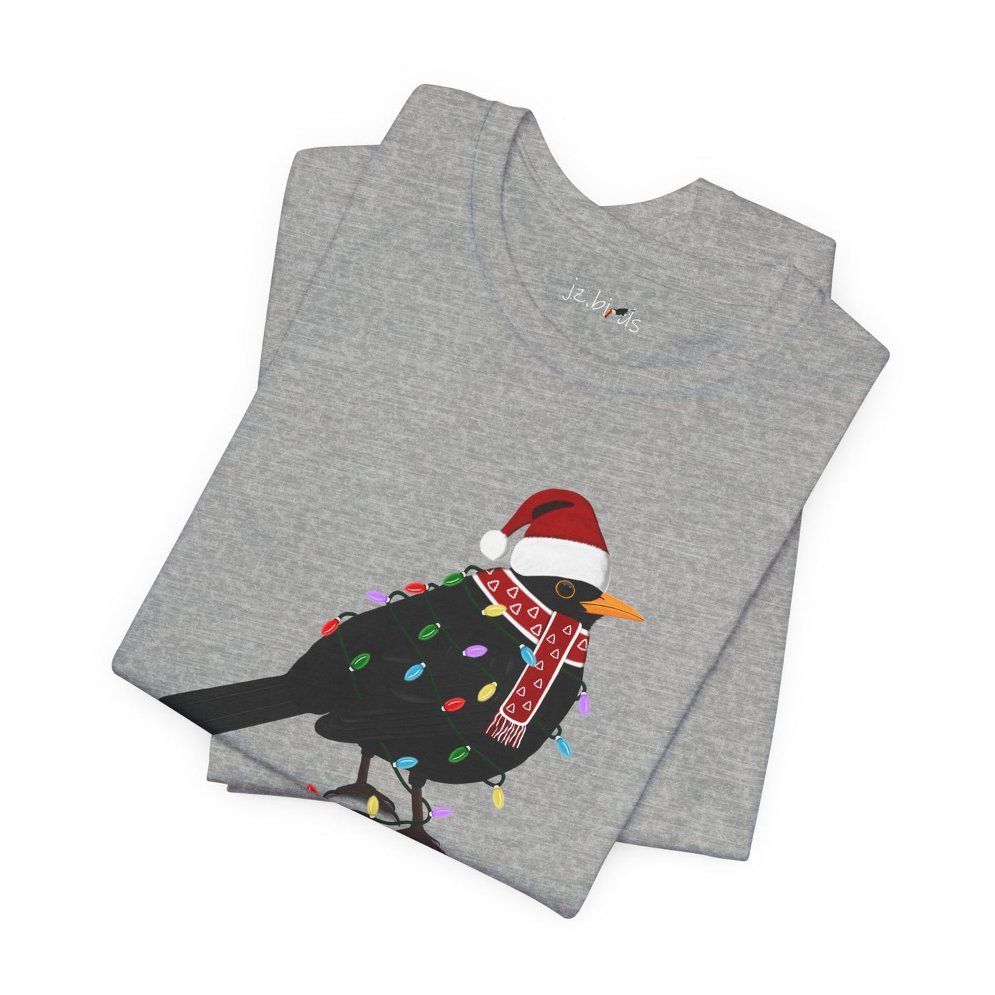 Blackbird with Fairy Lights Christmas Bird T-Shirt