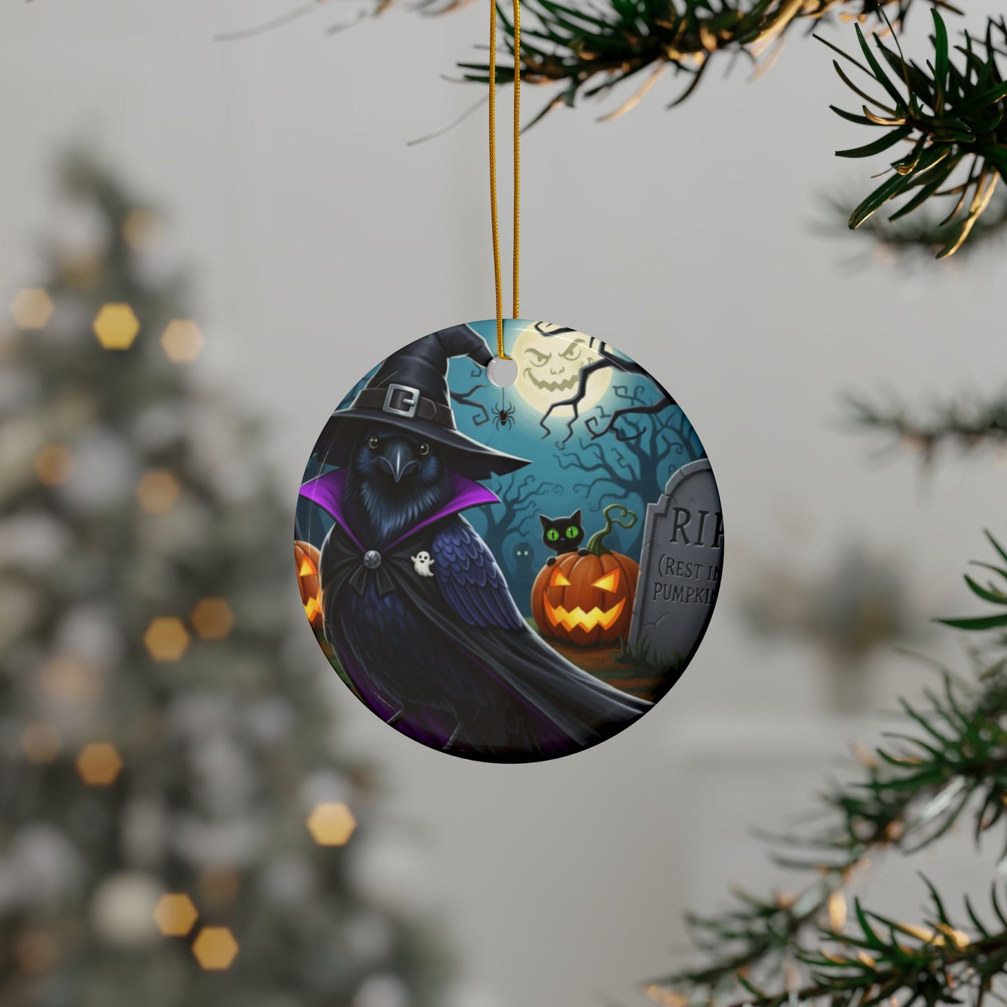 Black Raven Halloween Ornaments, 2-Sided Witchy Bird Decor, Spooky Decorations, Halloween Gifts
