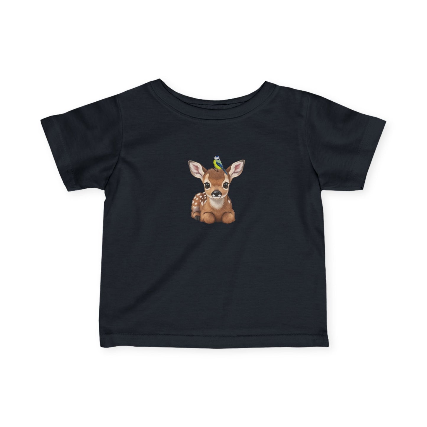 Rehkitz mit Blaumeise Baby T-Shirt Süßes Tiermotiv