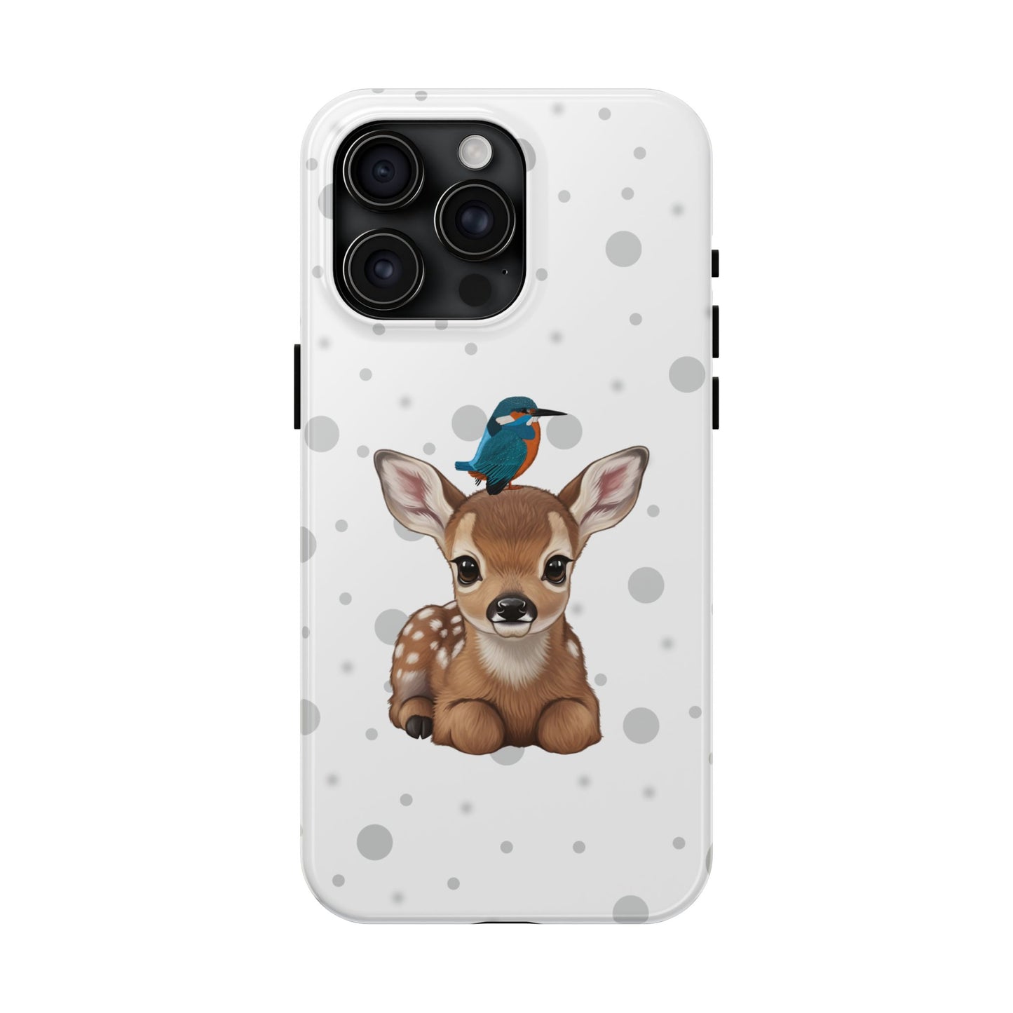 Cute Fawn with a Kingfisher Animal iPhone Case - Dual-Layer PC/TPU Protective Cover for iPhone