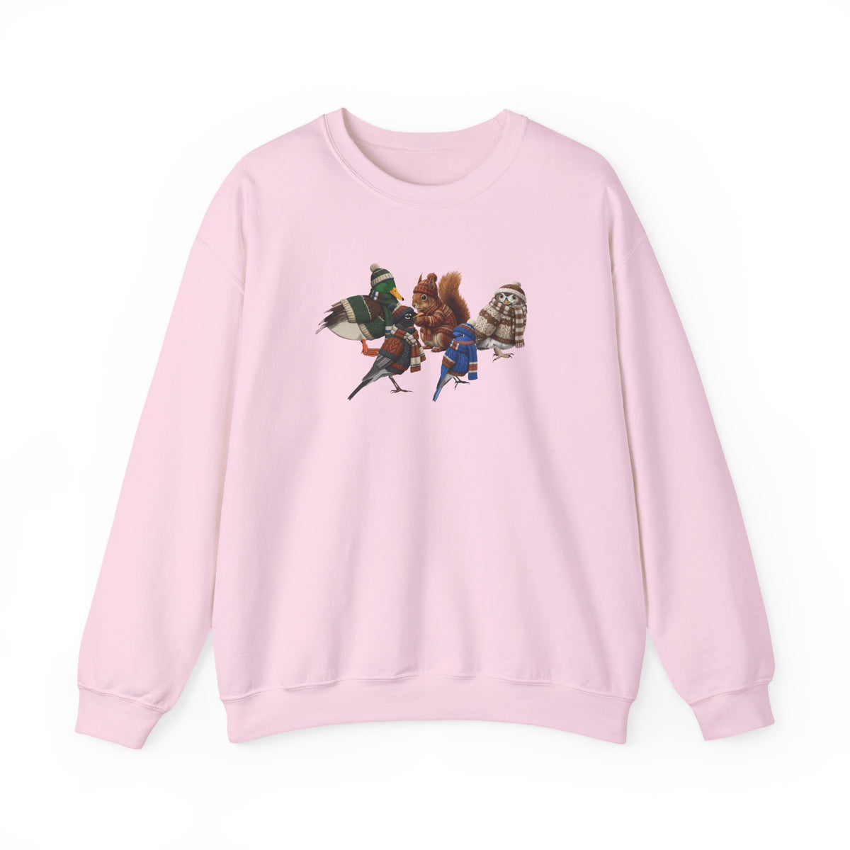 Cozy Winter Crewneck: Backyard Birds & Squirrel in Knitwear Sweatshirt Black