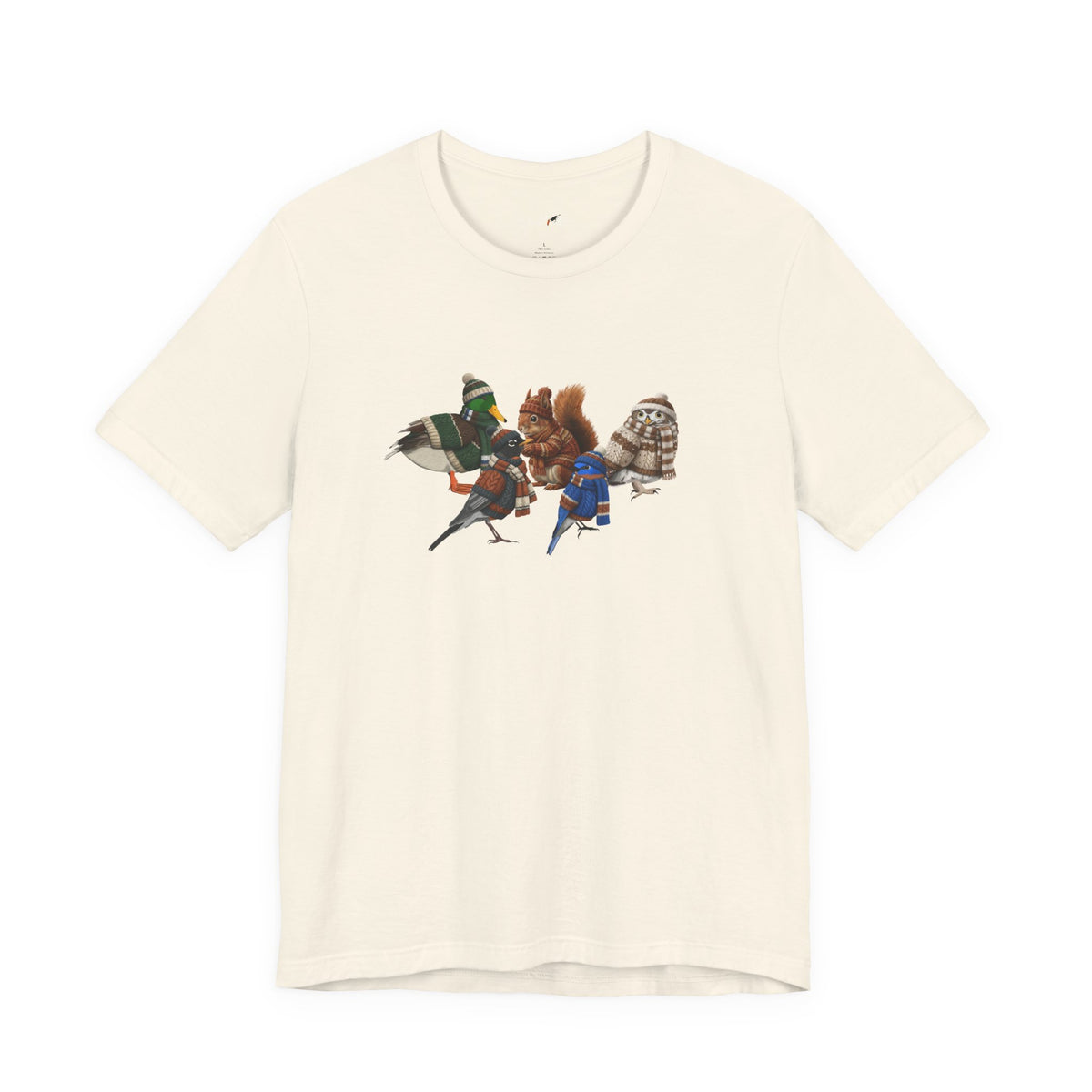 Funny Winter T-Shirt: The Cozy Backyard Squad in Knitted Sweaters T-Shirt – bird lover