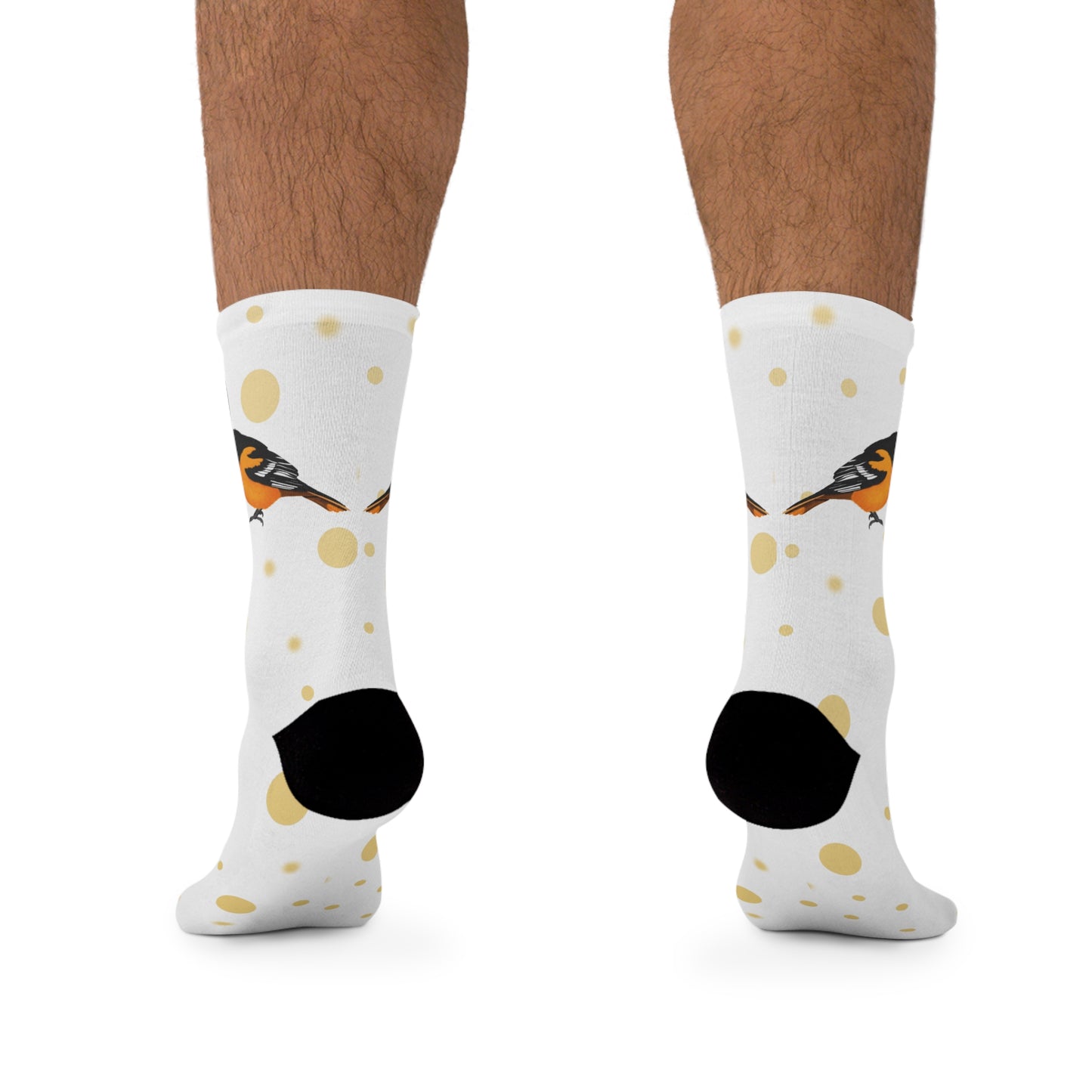 Baltimore Oriole with Golden Dots Birding & Birdwatching Bird Socks White