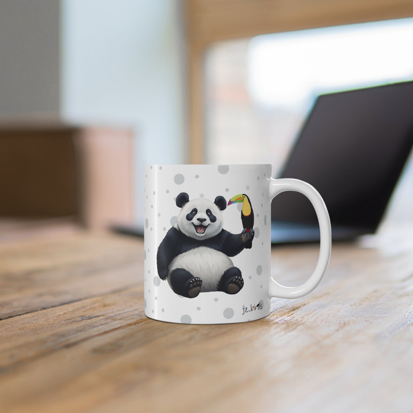 Panda Bear Mug with Toucan for Animal Lovers & Bird Watchers 11oz