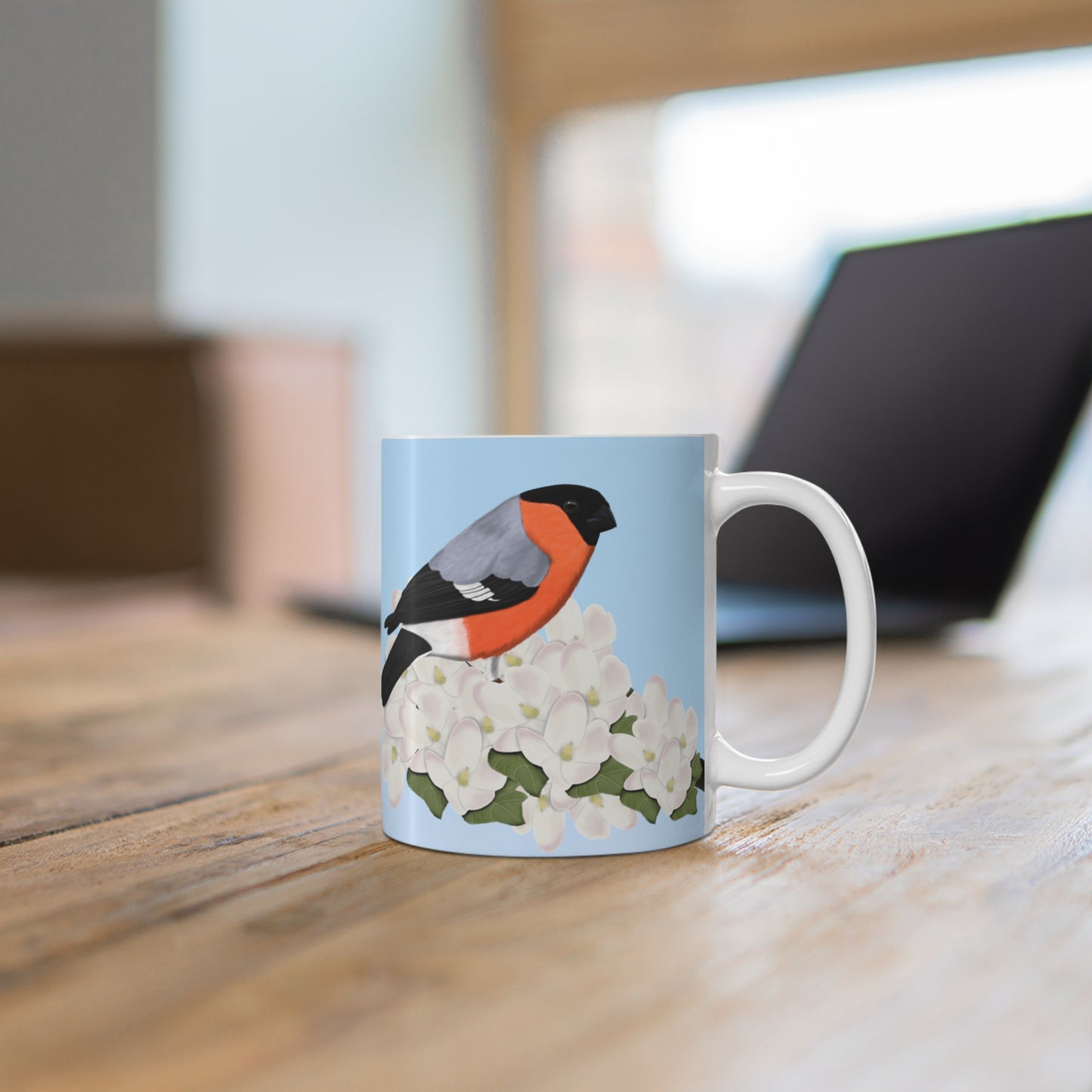 Bullfinch Apple Spring Blossoms Bird Ceramic Mug 11oz - jz.birds