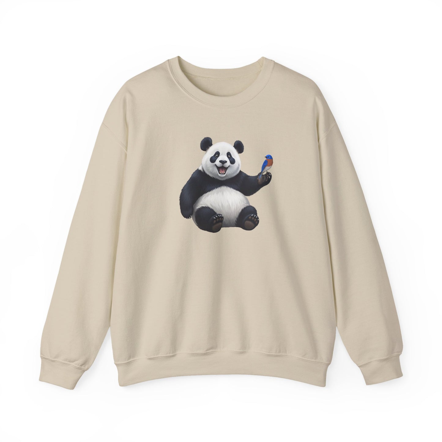 Panda Bear with a Bluebird Sweatshirt Bird & Animal Lover