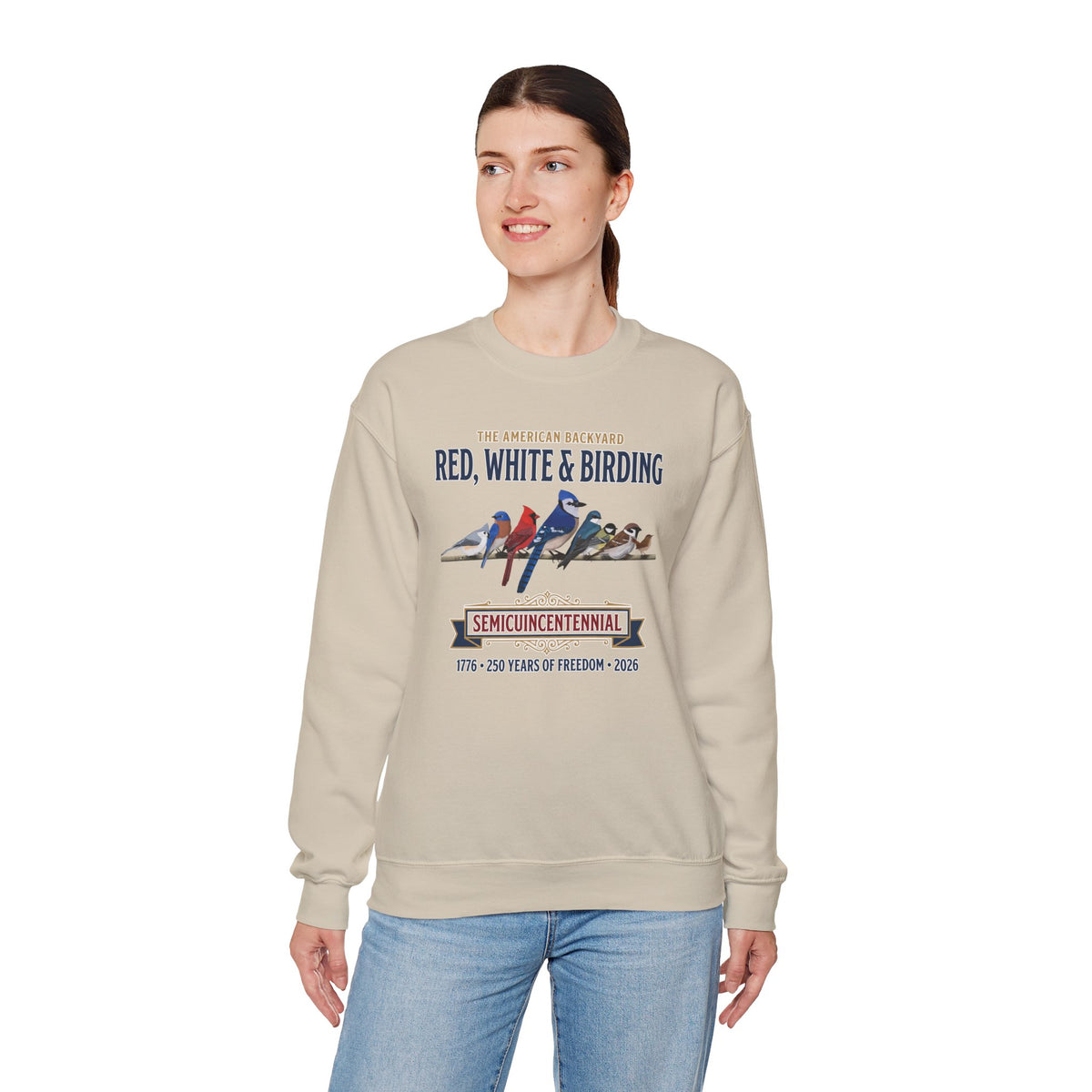 Red, White & Birding Vintage Sweatshirt | US 250th Anniversary Crewneck