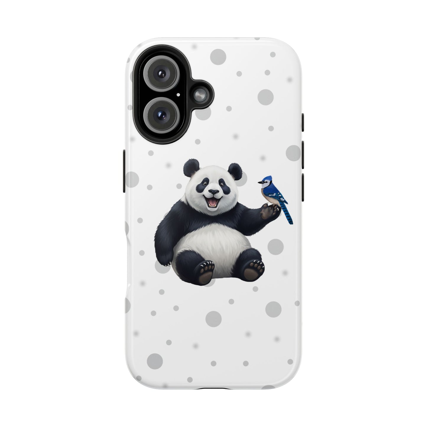 Cute Panda Bear with a Blue Jay Animal iPhone Case - Dual-Layer PC/TPU Protective Cover for iPhone