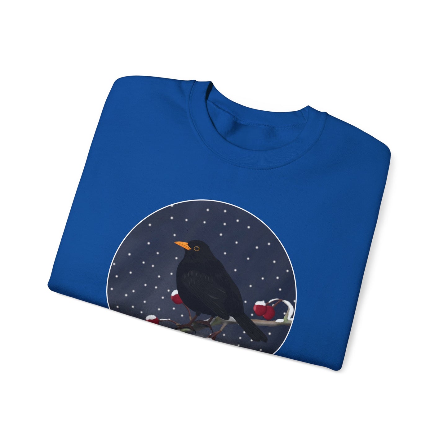 Blackbird on a Winter Branch Birdwatcher Christmas Bird Sweatshirt