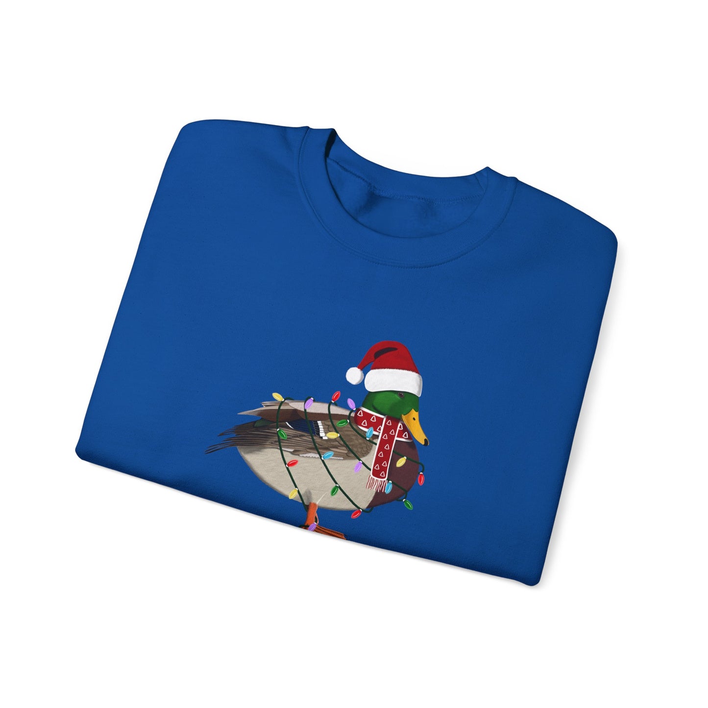 Mallard with Fairy Lights as Santa Happy Holidays Birdwatcher Christmas Bird Sweatshirt