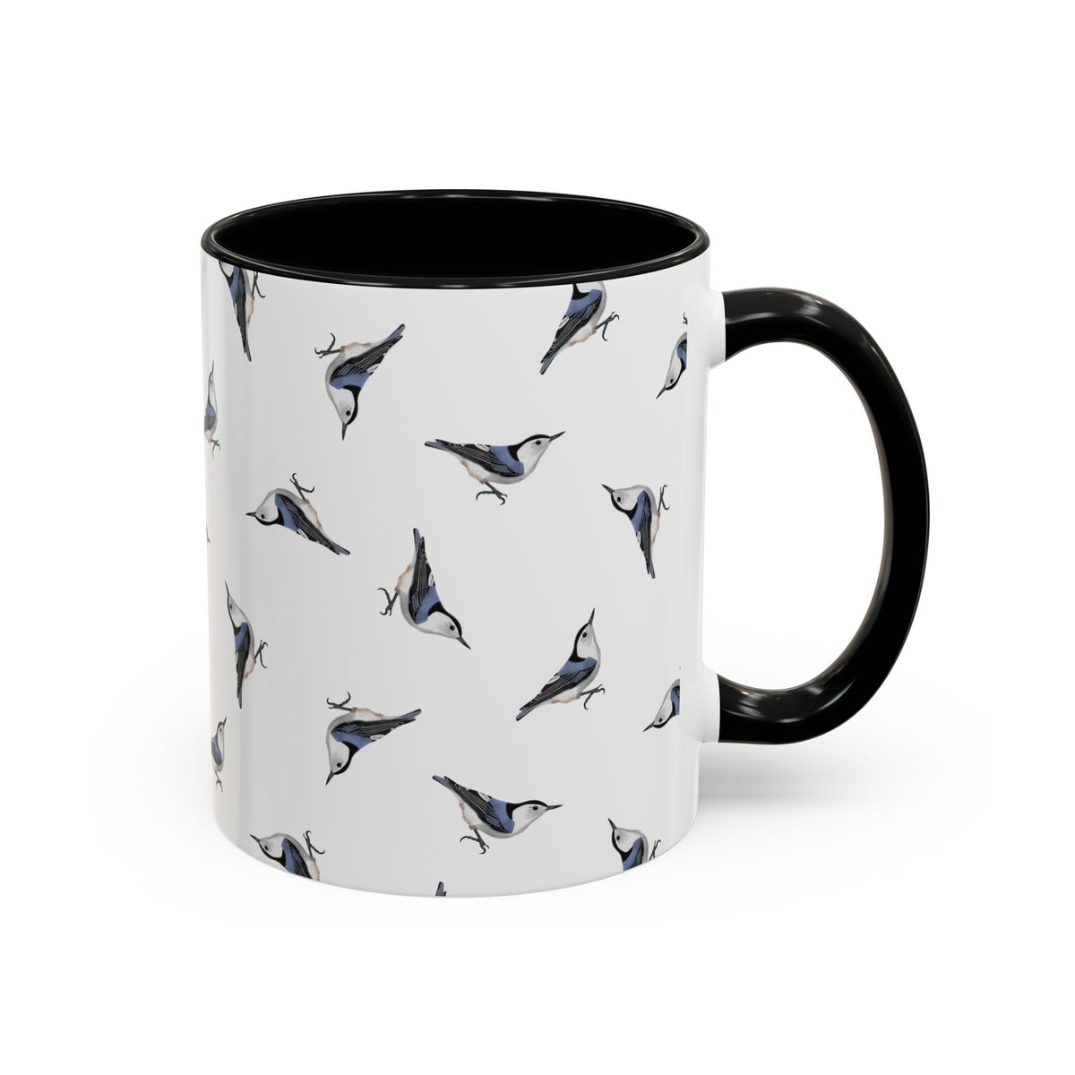 Nuthatch All-Over Pattern Accent Mug | Colorful Bird Lover Gift for Birdwatchers