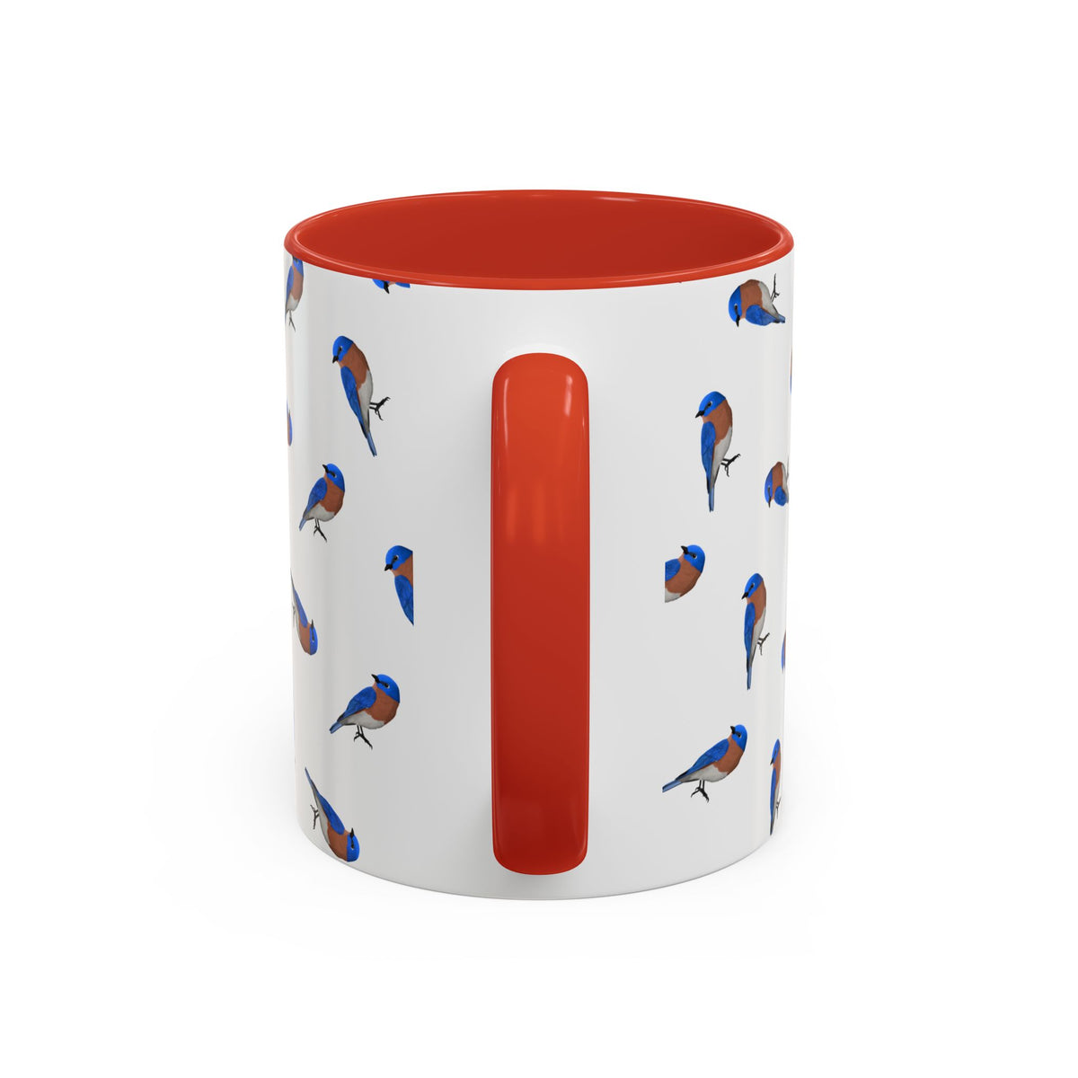 Bluebird All-Over Pattern Accent Mug | Colorful Bird Lover Gift for Birdwatchers