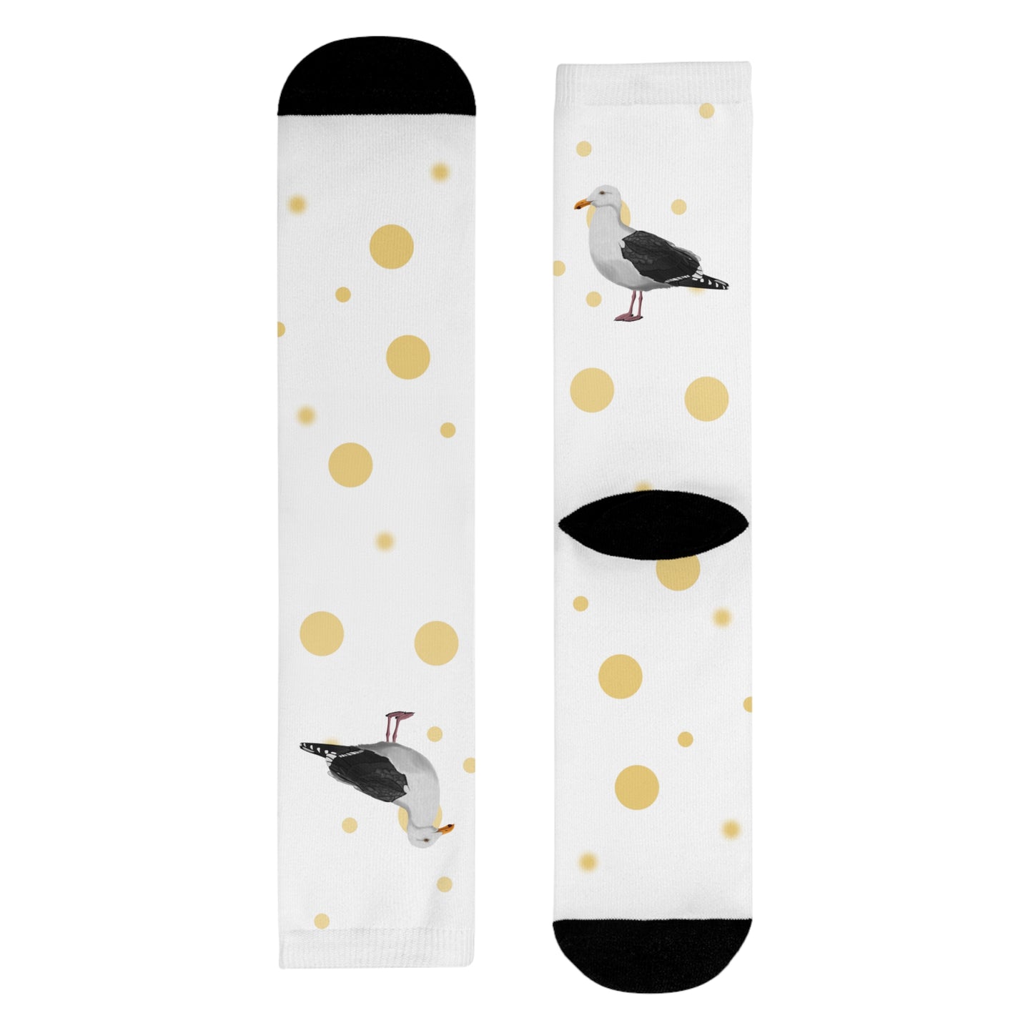 Möwe Vogel Socken mit Goldenen Punkten für Vogelfreunde & Vogelbeobachter Weiß