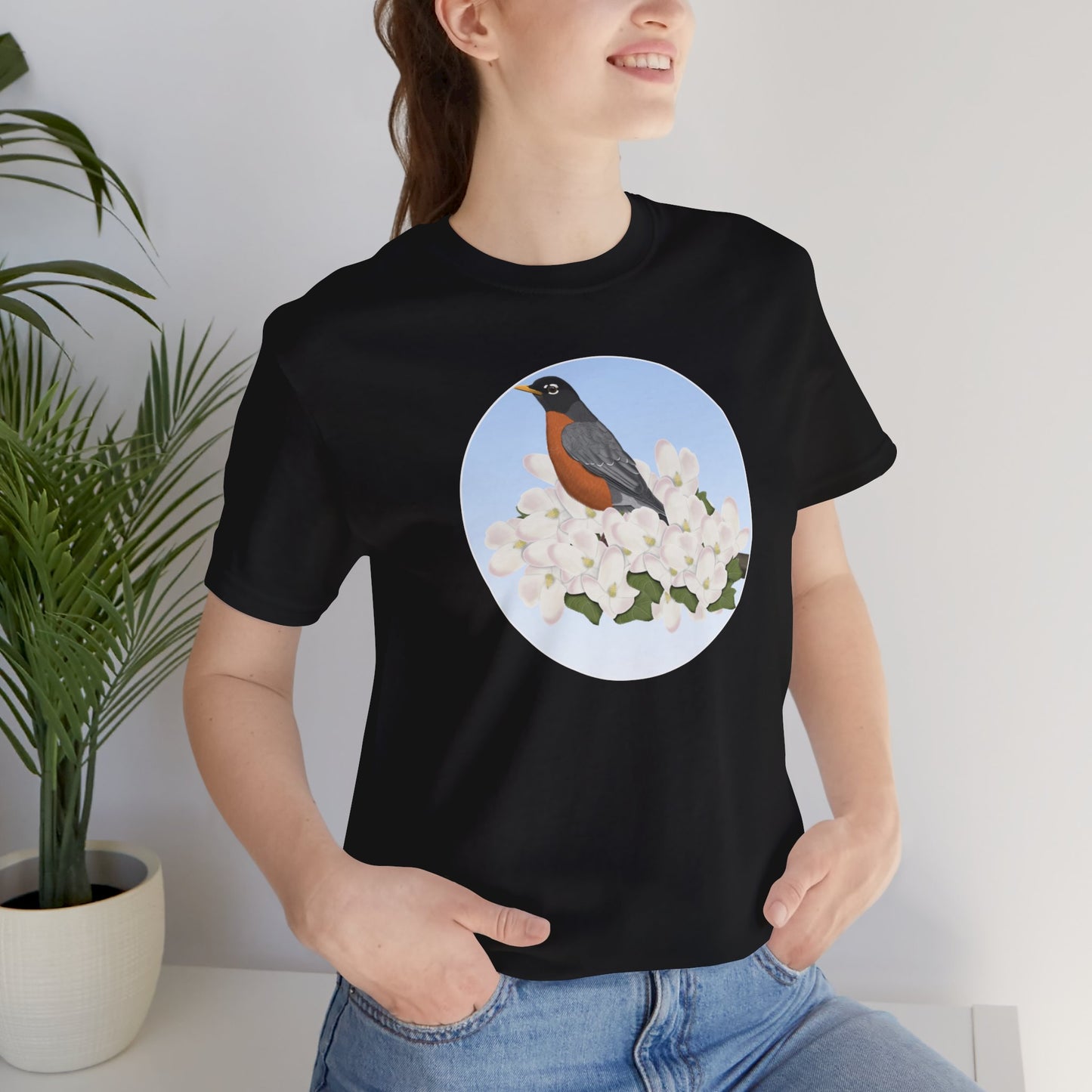 American Robin and Spring Apple Blossoms Bird T-Shirt