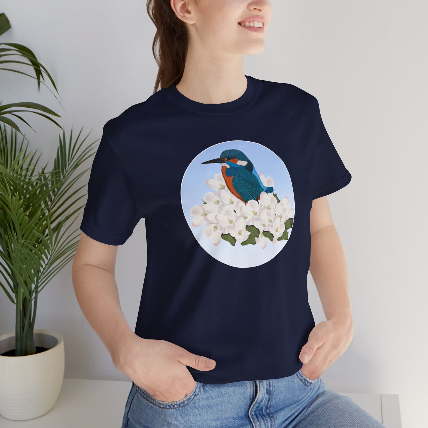 Kingfisher and Spring Apple Blossoms Bird T-Shirt