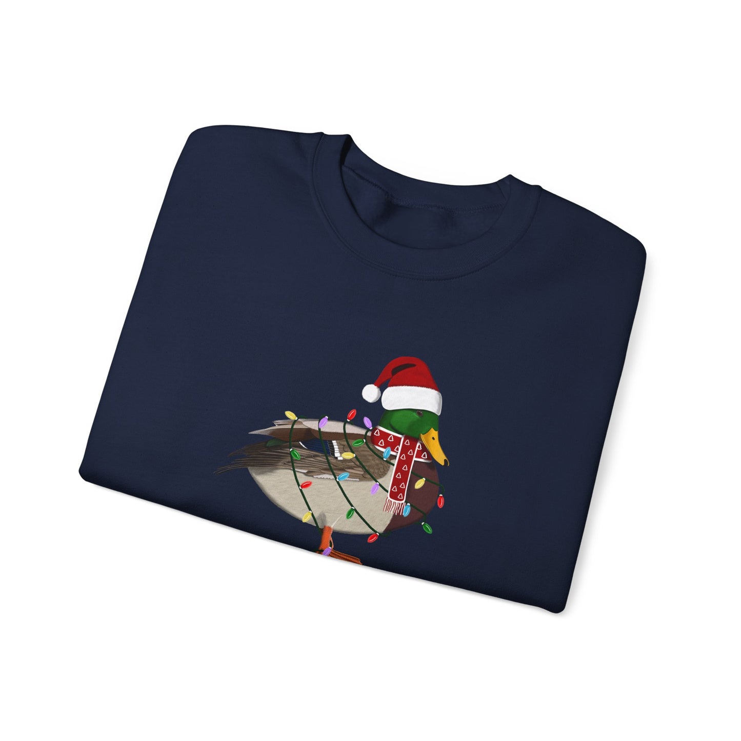 Mallard with Fairy Lights as Santa Happy Holidays Birdwatcher Christmas Bird Sweatshirt