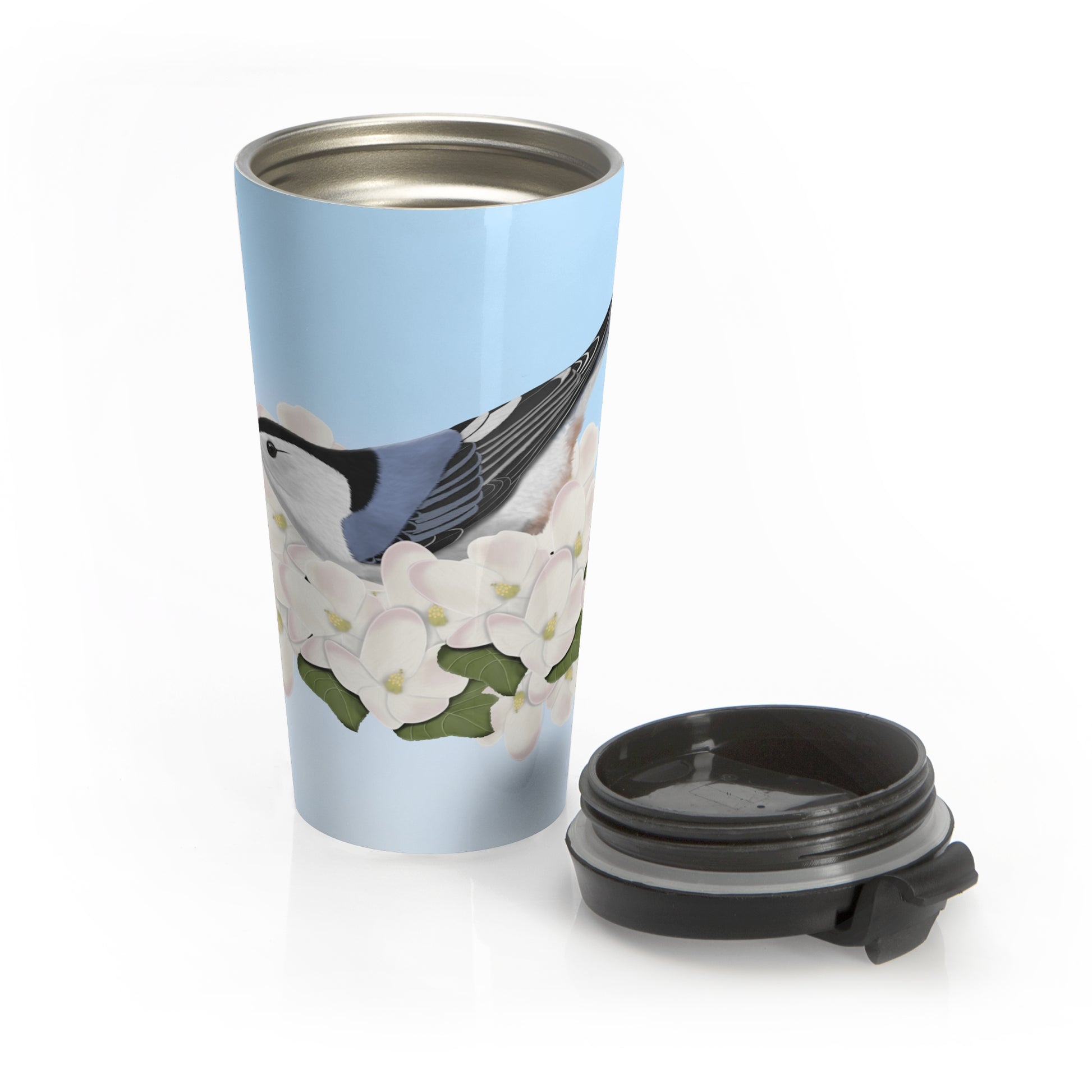 White-Breasted Nuthatch Bird Stainless Steel Travel Mug 15oz - jz.birds