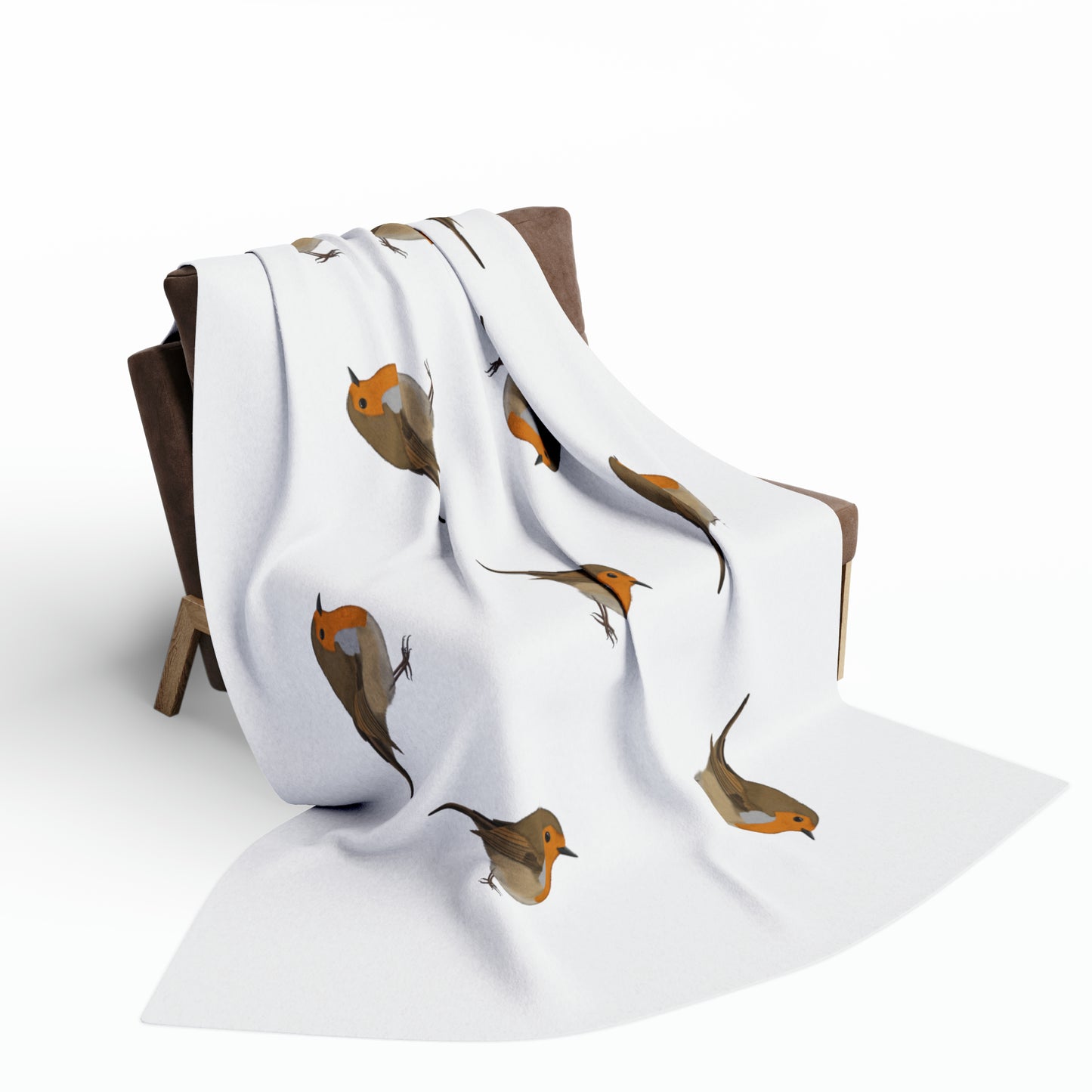 Robin Bird Arctic Fleece Blanket White