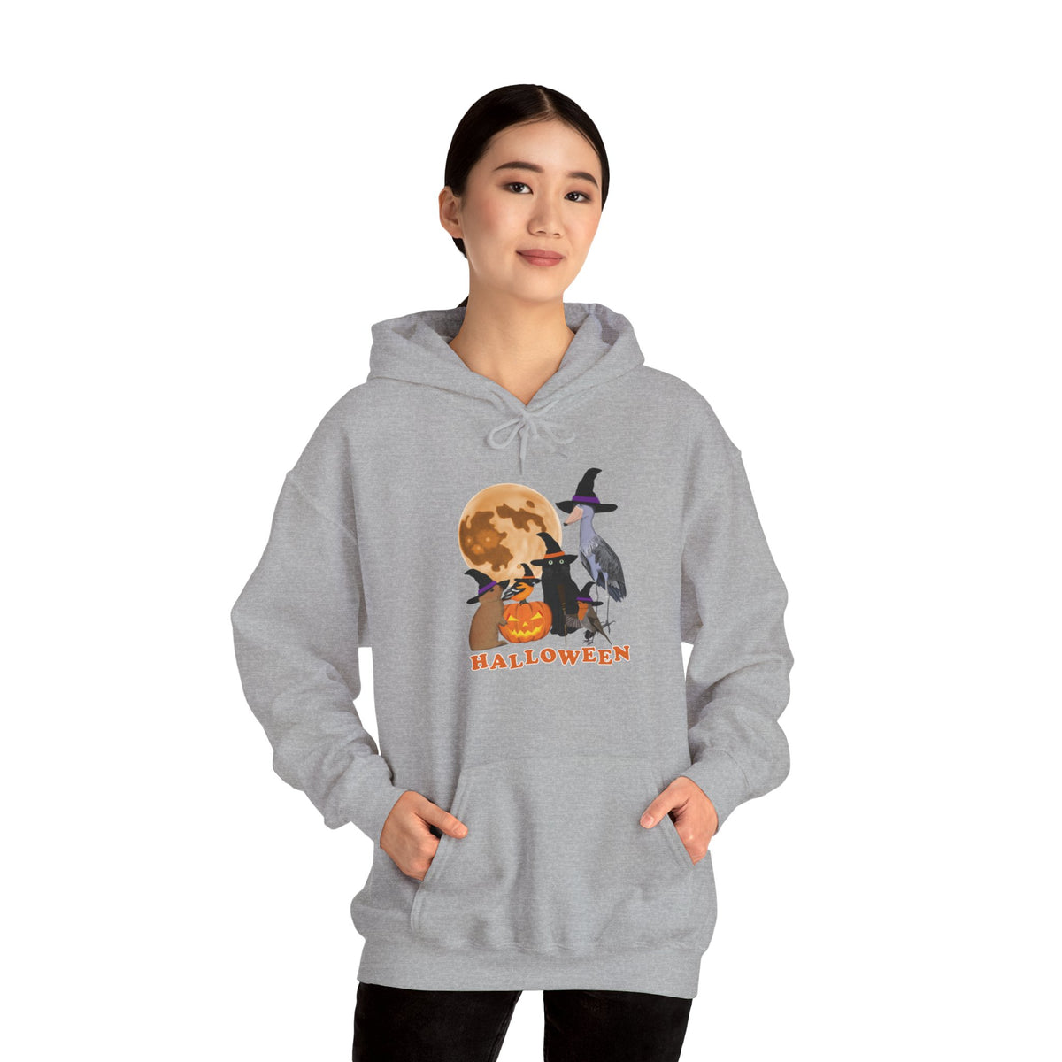 Baltimore Oriole Robin Shoebill with Cat and Bunny Halloween Bird Hoodie