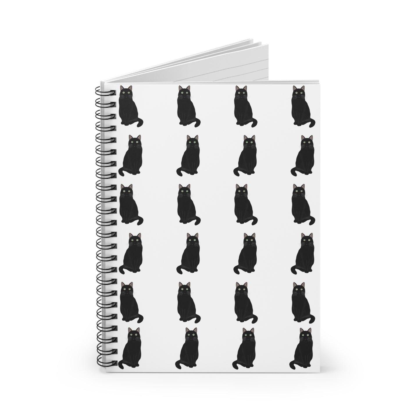Little Black Cats Cat Lover Spiral Notebook Ruled Line 6" x 8"