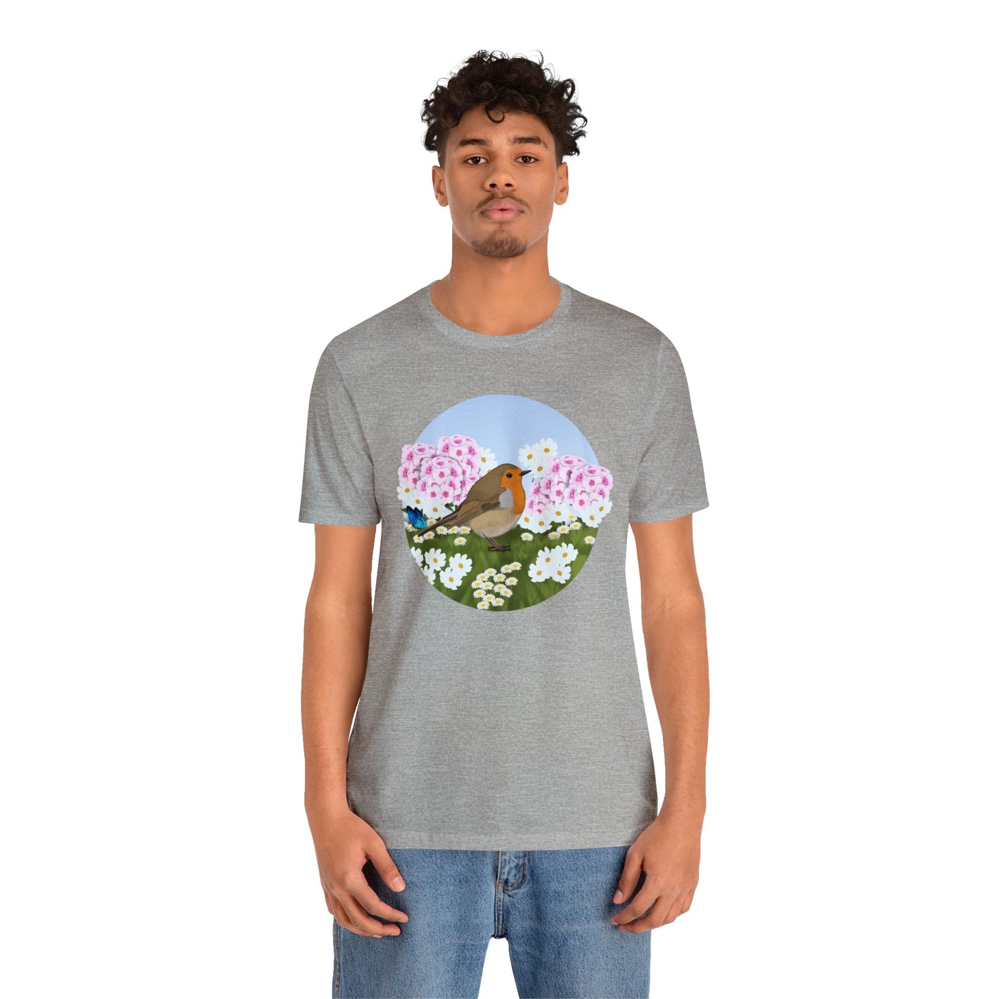Robin and Summer Flowers Bird Tee