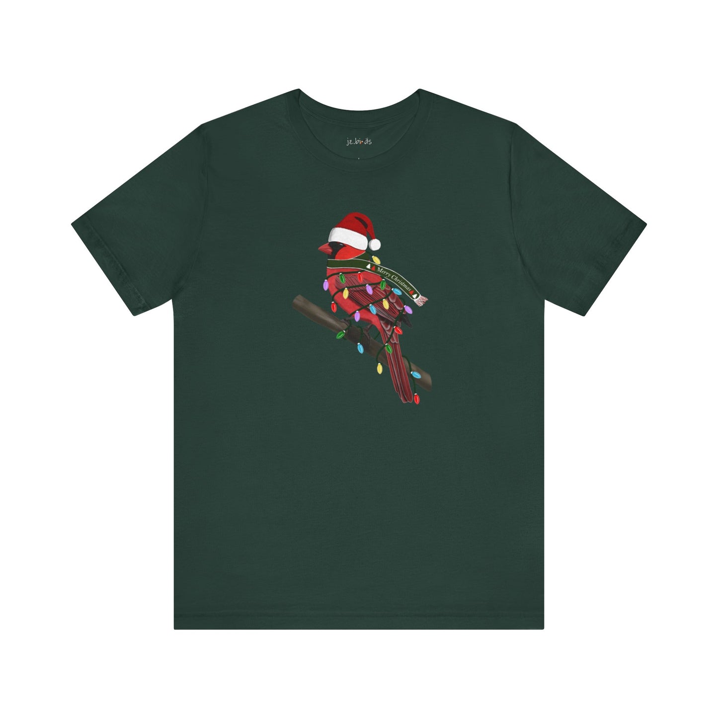 Cardinal with Fairy Lights Christmas Bird T-Shirt