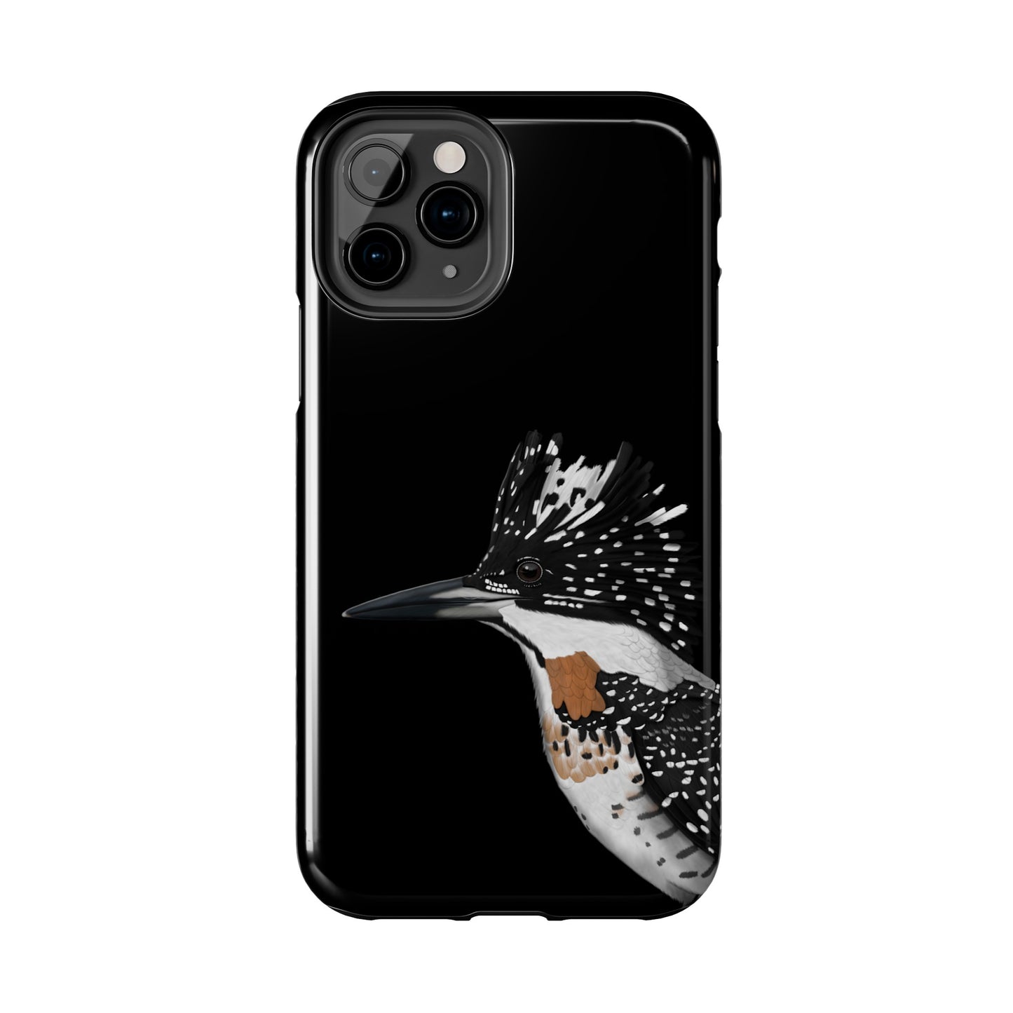 Crested Kingfisher Bird Art Tough Phone Case Black