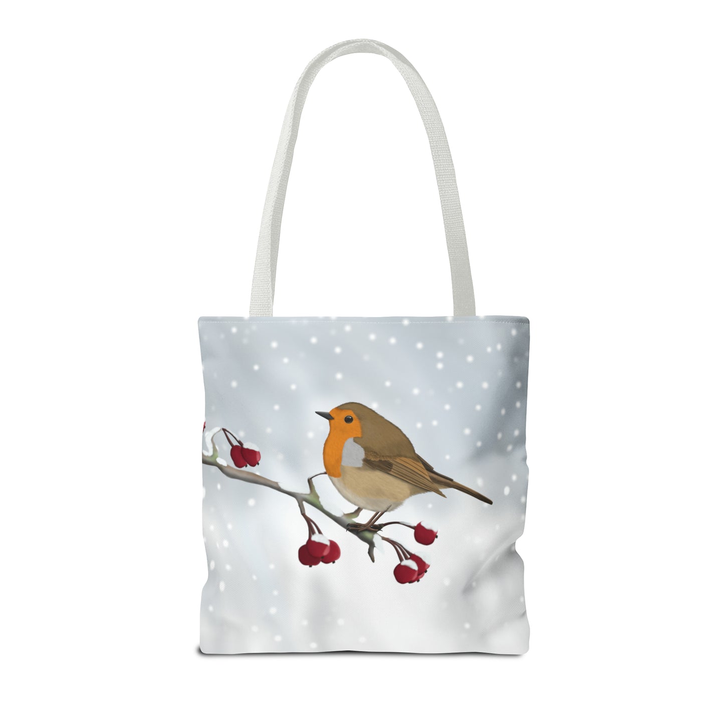 Robin on a Winter Branch Bird Tote Bag 16"x16" - jz.birds