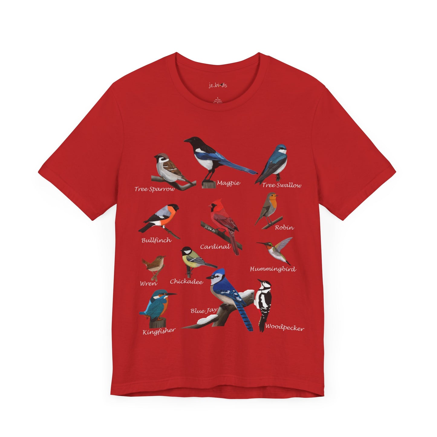 Garden Birds Blue Jay Cardinal Robin Chickadee Birding & Birdwatching Bird T-Shirt