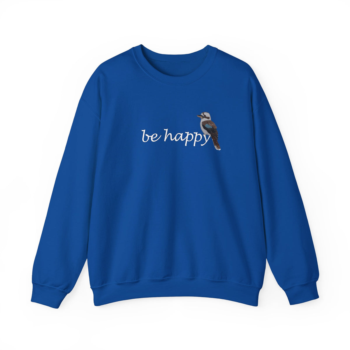 Kookaburra Be Happy Bird Birding & Birdwatching Sweatshirt in Dark Heather