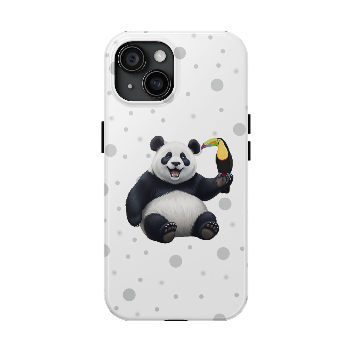 Cute Panda Bear with a Toucan Animal iPhone Case - Dual-Layer PC/TPU Protective Cover for iPhone