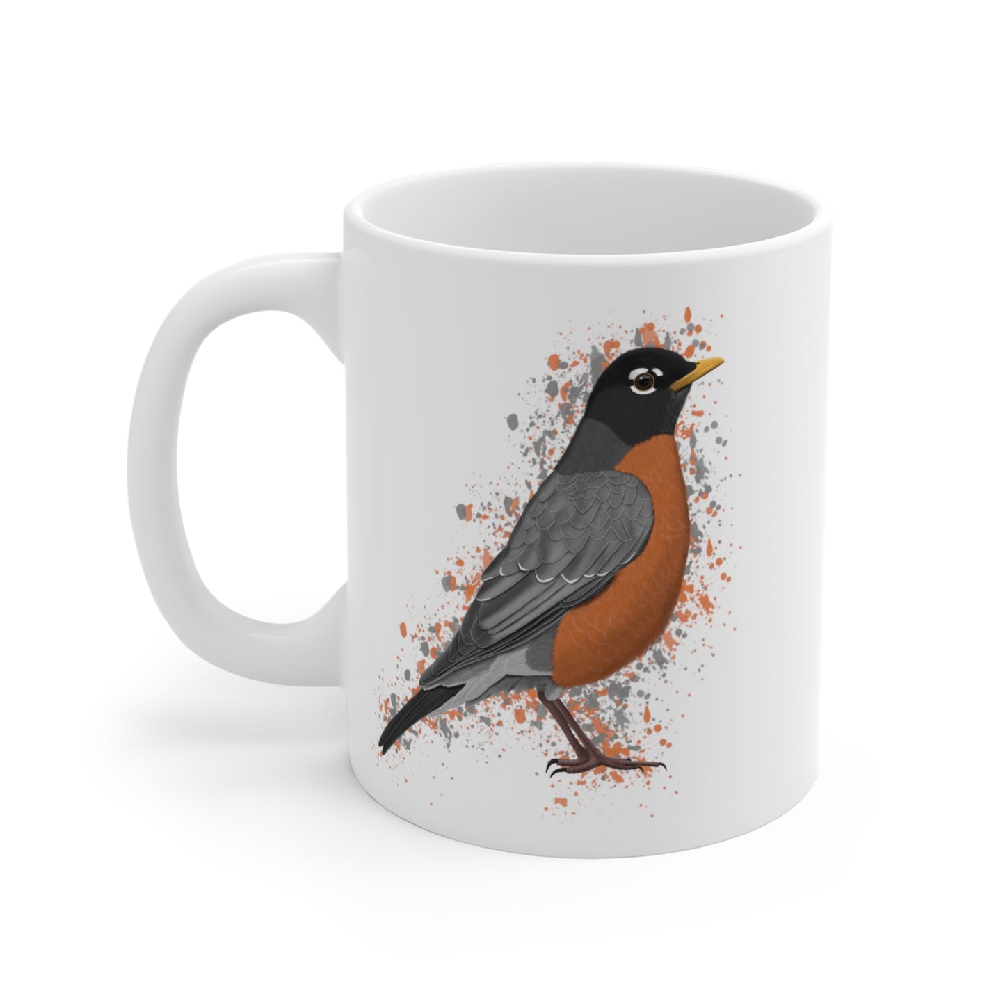 American Robin Bird Ceramic Mug 11oz White