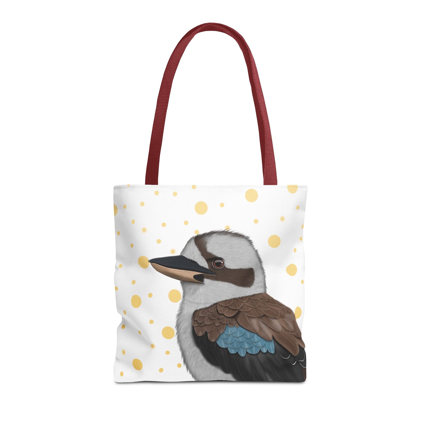Kookaburra Golden Dots Bird Tote Bag 16"x16" White Bags – Accessories, All Over Print