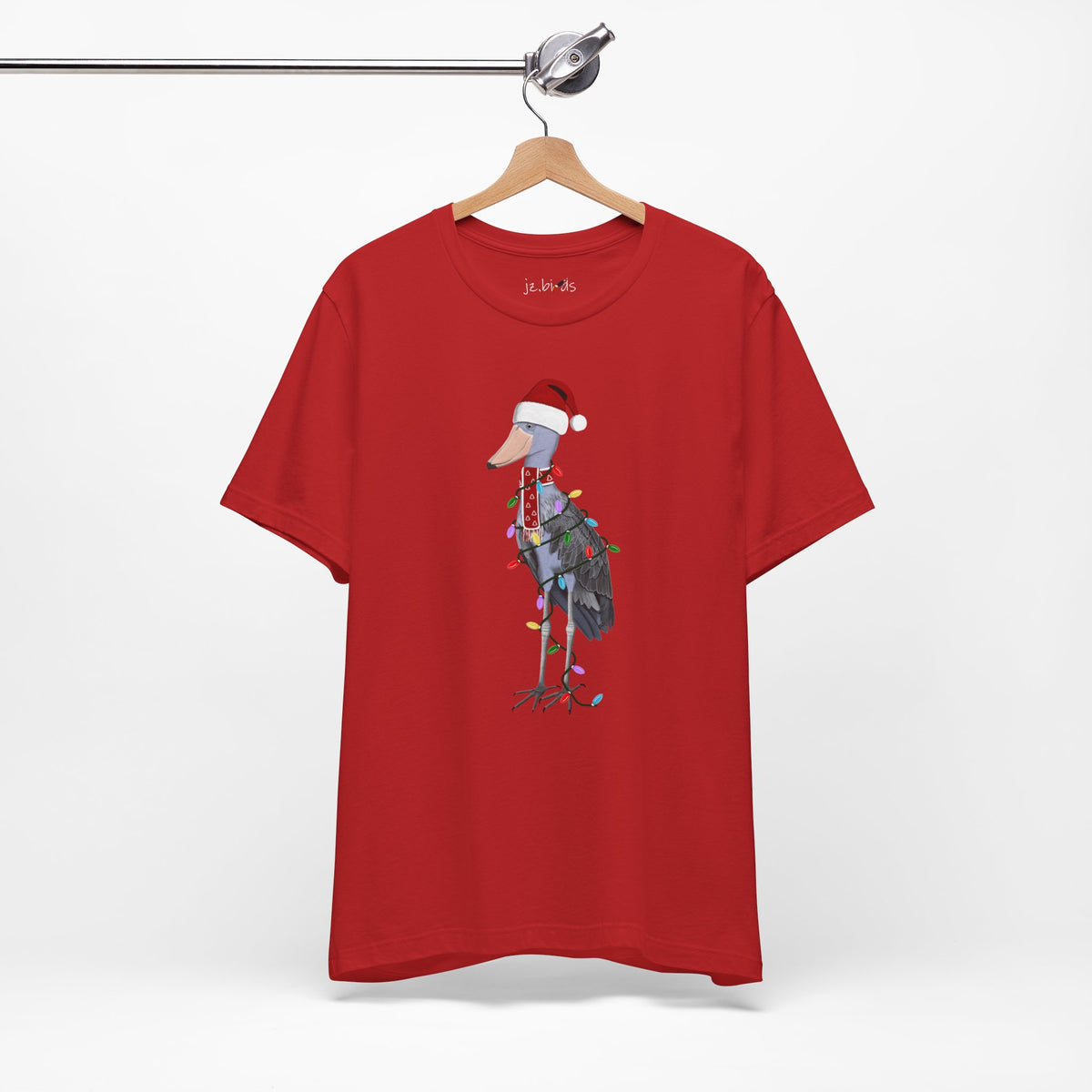 フェアリーライト付きハシビロコウのクリスマスバードTシャツ