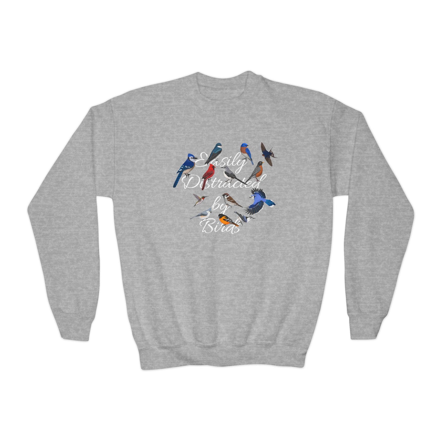 Hummingbird, Bluebird, Blue Jay, Cardinal and Nuthatch Youth Sweatshirts in Maroon