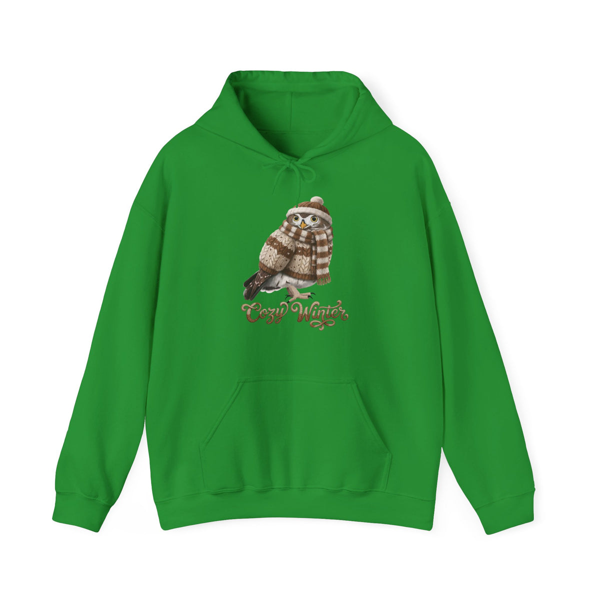 Eule mit Strickmütze Kapuzenpullover – artistic apparel, casual outerwear