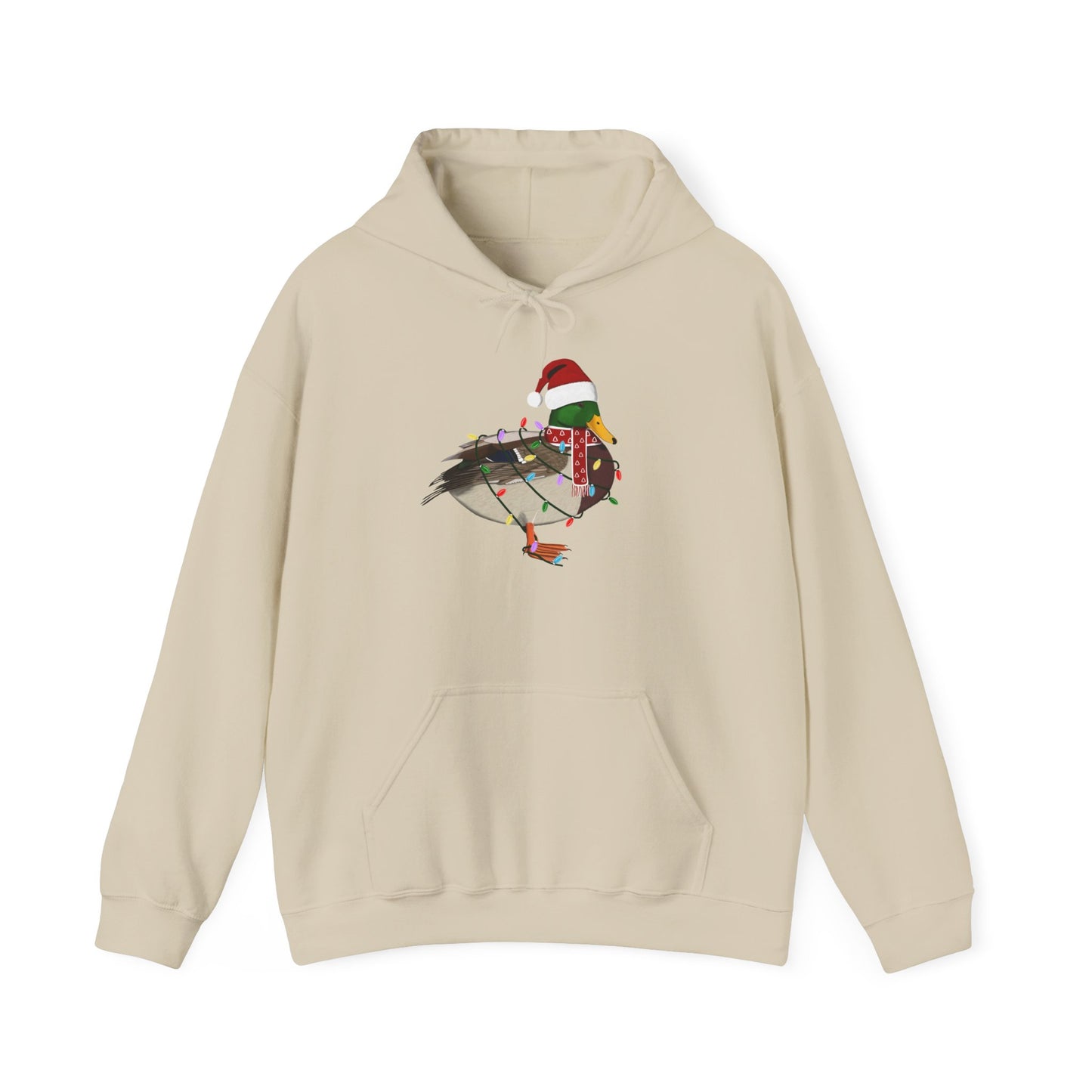 Ente Weihnachts-Hoodie - Vogel als Weihnachtsmann mit Lichterkette Sweater