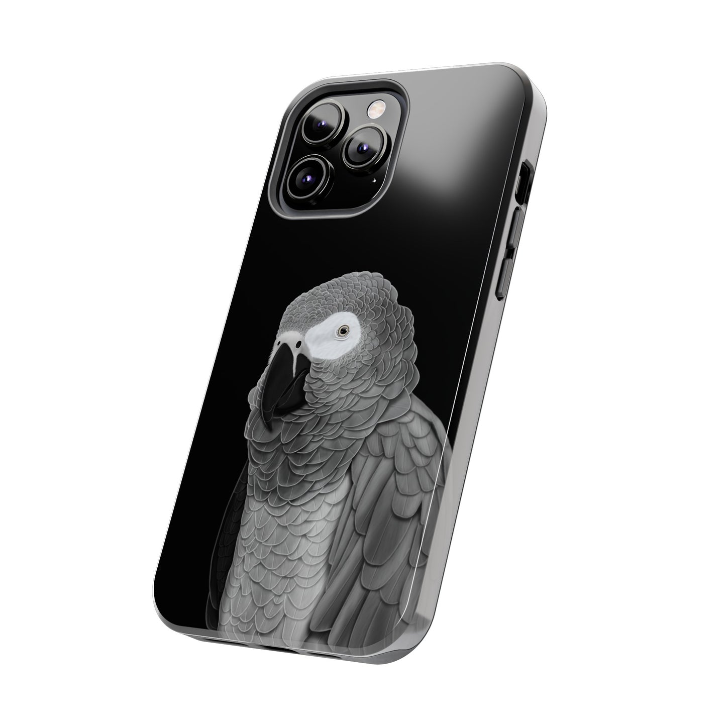 Grey Parrot Bird Art Tough Phone Case Black